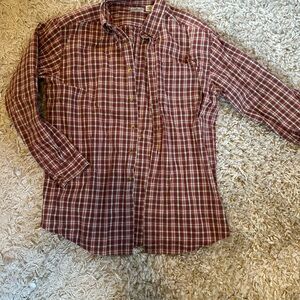 L.L. Bean Men's Burgundy Plaid Button Down Shirt